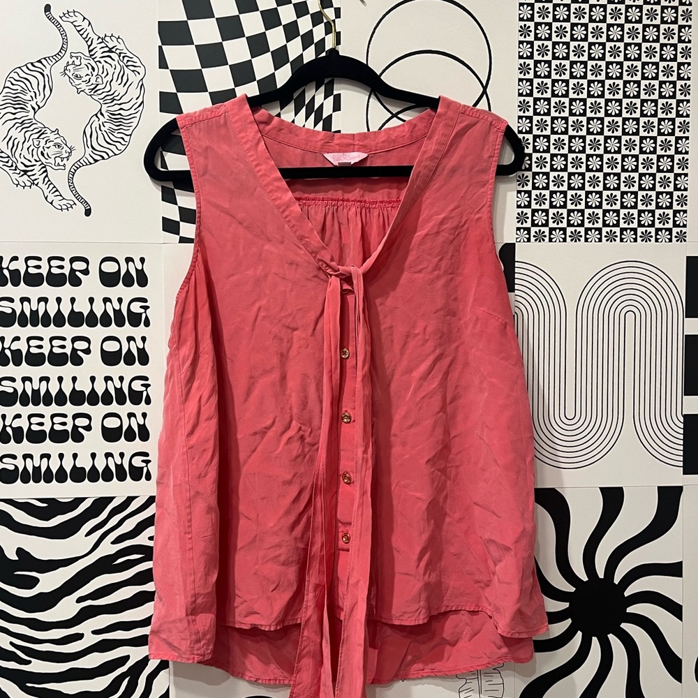 Lilly Pulitzer Pink Tie Top & Button-Up Front Blouse 💗